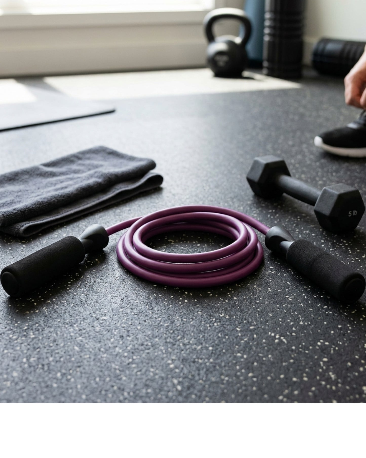 modcasa Plum Weighted Jump Rope 0.9 lb Foam Handles